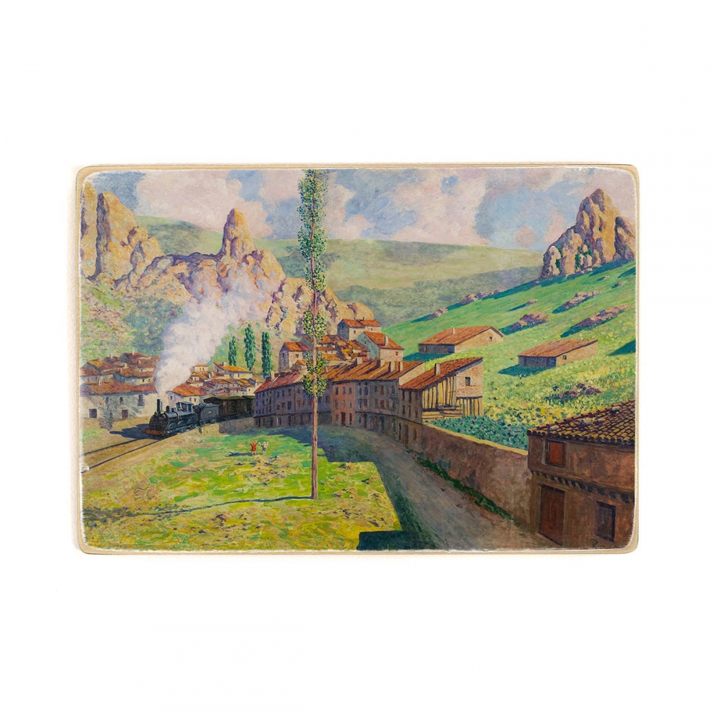 

Деревянный постер Искусство Darío de Regoyos - Pancorbo- Passing Train А2