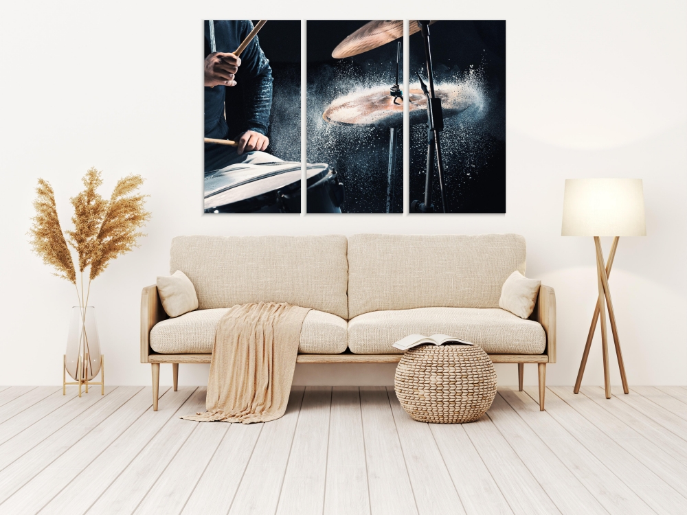 

Картина на холсте Модульные Модульная картина Drum Set 3 картины 45х90 см.