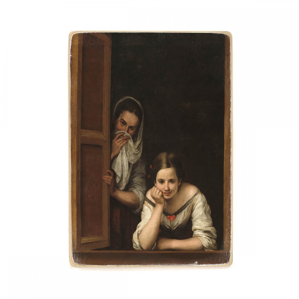 

Деревянный постер Искусство Bartolome Esteban Murillo - Two Women At A Window А2