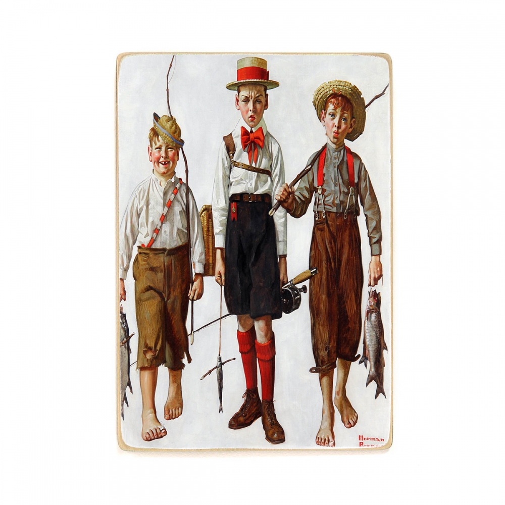 

Деревянный постер Искусство Norman Rockwell - Catch, The А2