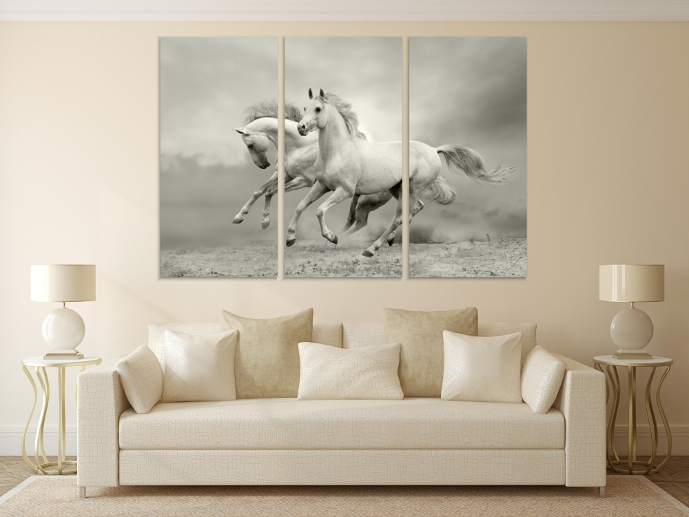 

Картина на холсте Модульные Модульная картина Pair Of Horses 3 картины 60х120 см.