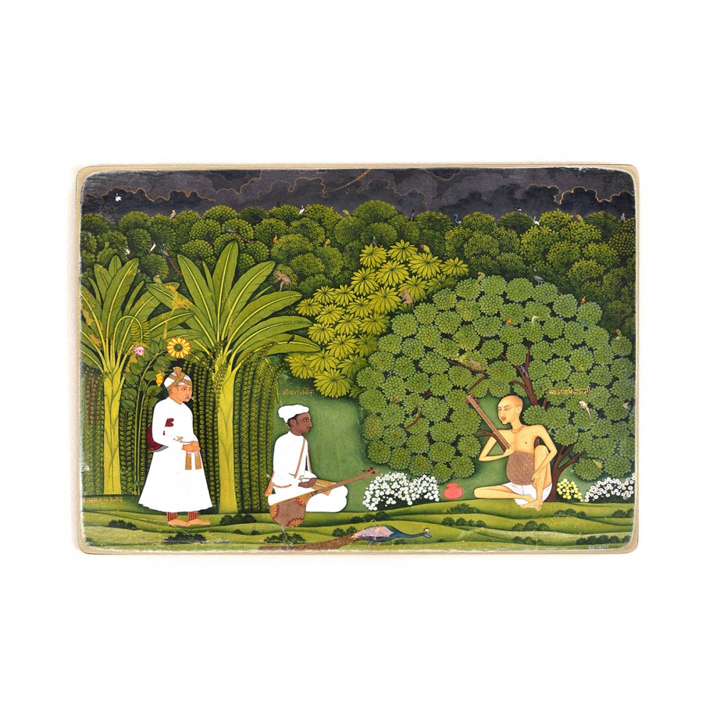 

Деревянный постер Искусство Swami Haridasa with Tansen and Akbar at Vrindavana А1