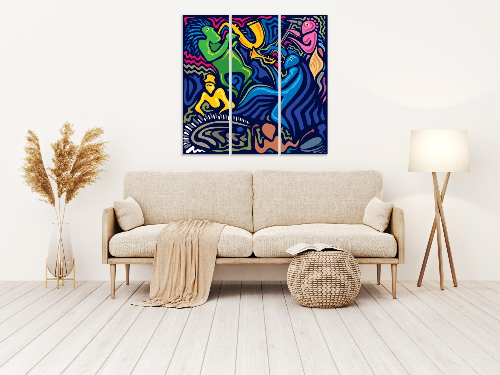 

Картина на холсте Модульные Модульная картина Jazz Band 3 картины 45х90 см.