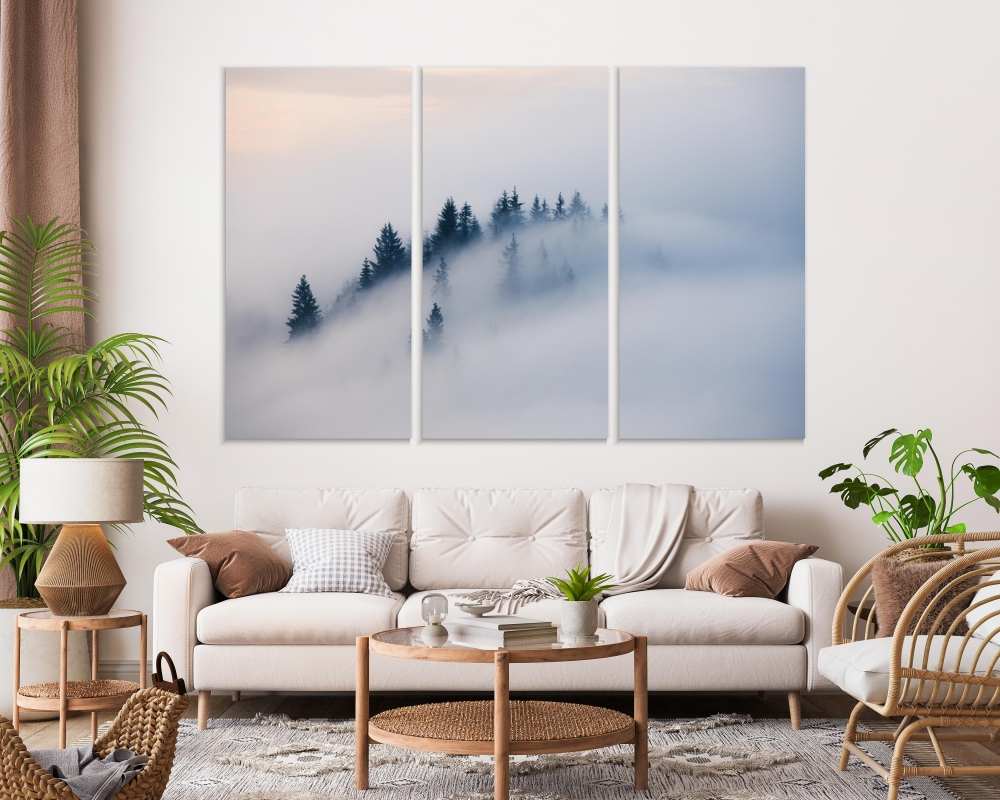 

Картина на холсте Модульные Модульная картина Foggy Mountain Landscape 3 картины 25х50 см.