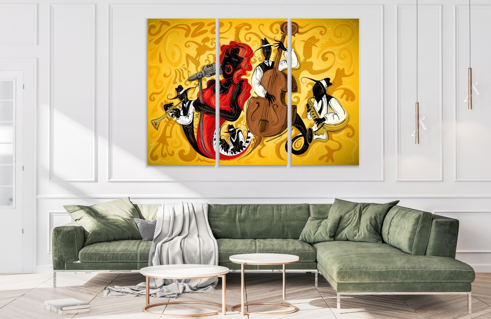 

Картина на холсте Модульные Модульная картина Jazz Singer 3 картины 30х60 см.