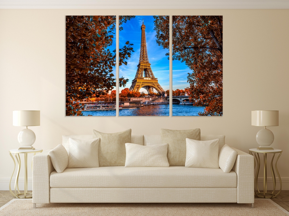 

Картина на холсте Модульные Модульная картина Paris Eiffel Tower 3 картины 40х80 см.