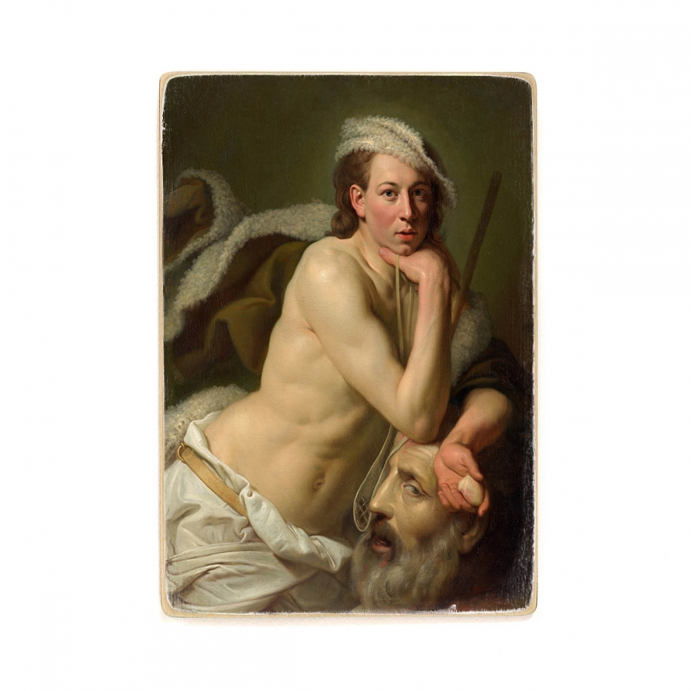 

Деревянный постер Искусство Johan Zoffany - Self-portrait as David with the head of Goliath А1