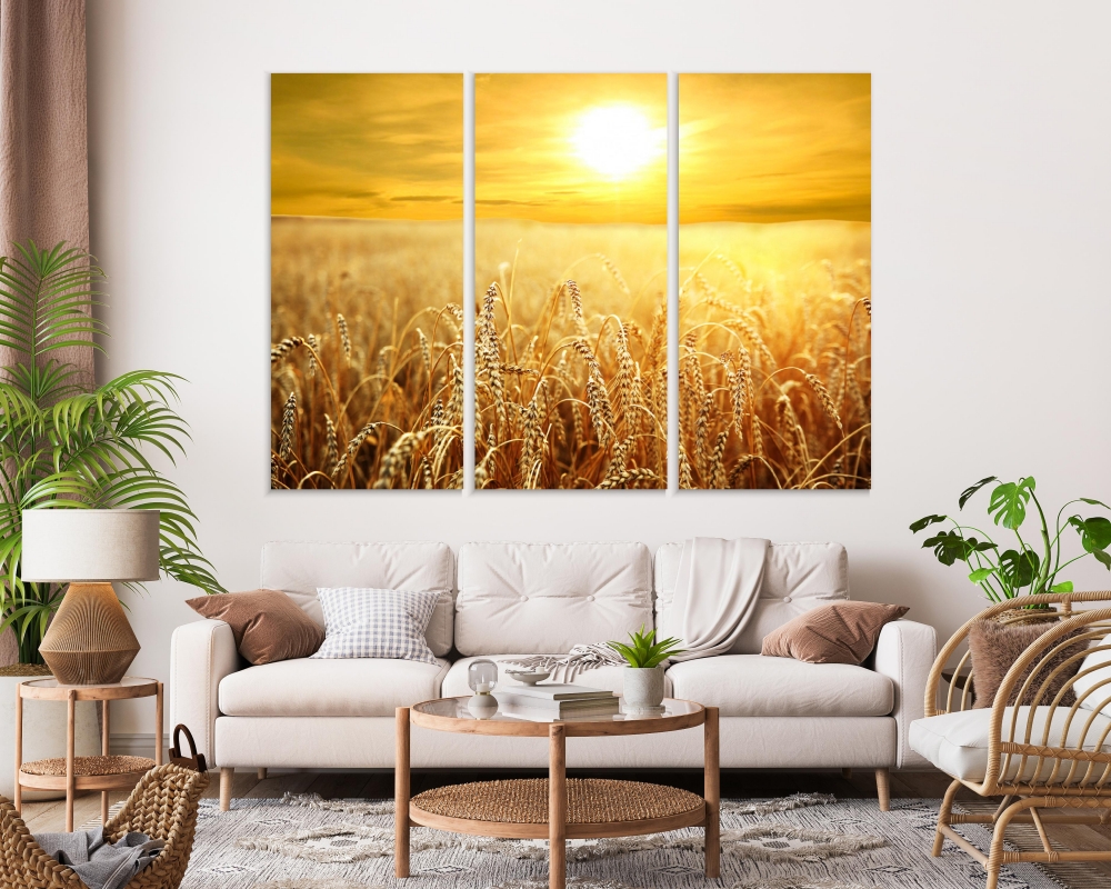 

Картина на холсте Модульные Модульная картина Wheat Field 3 картины 60х120 см.