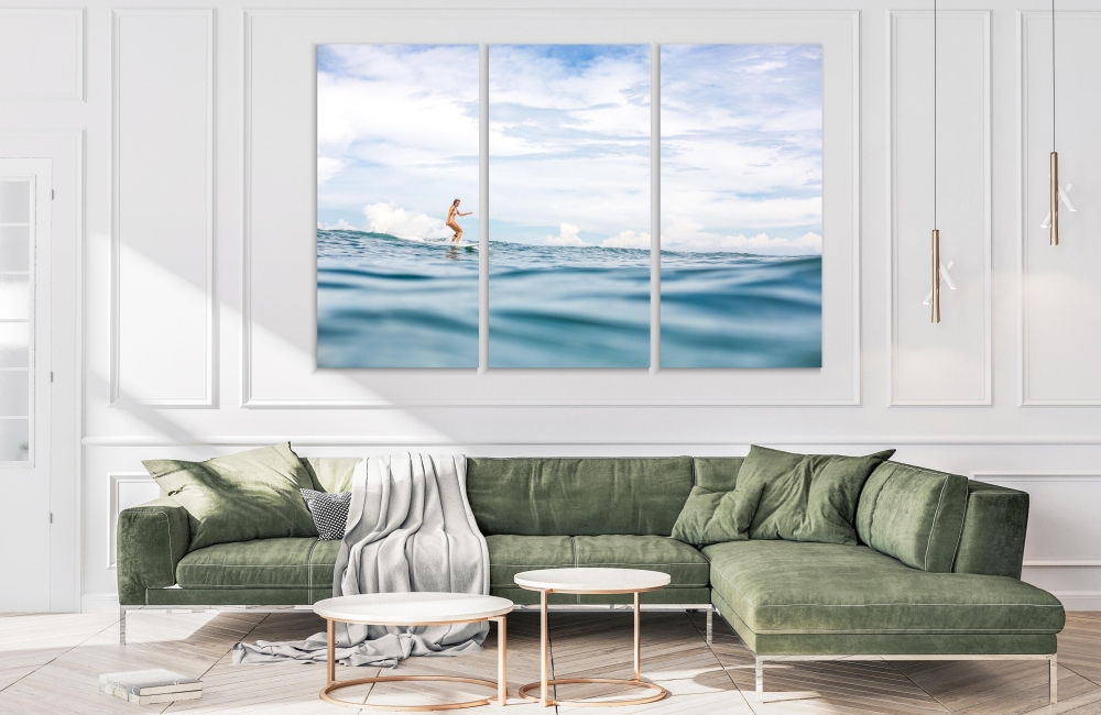 

Картина на холсте Модульные Модульная картина Beautiful Young Surfer Woman 3 картины 60х120 см.
