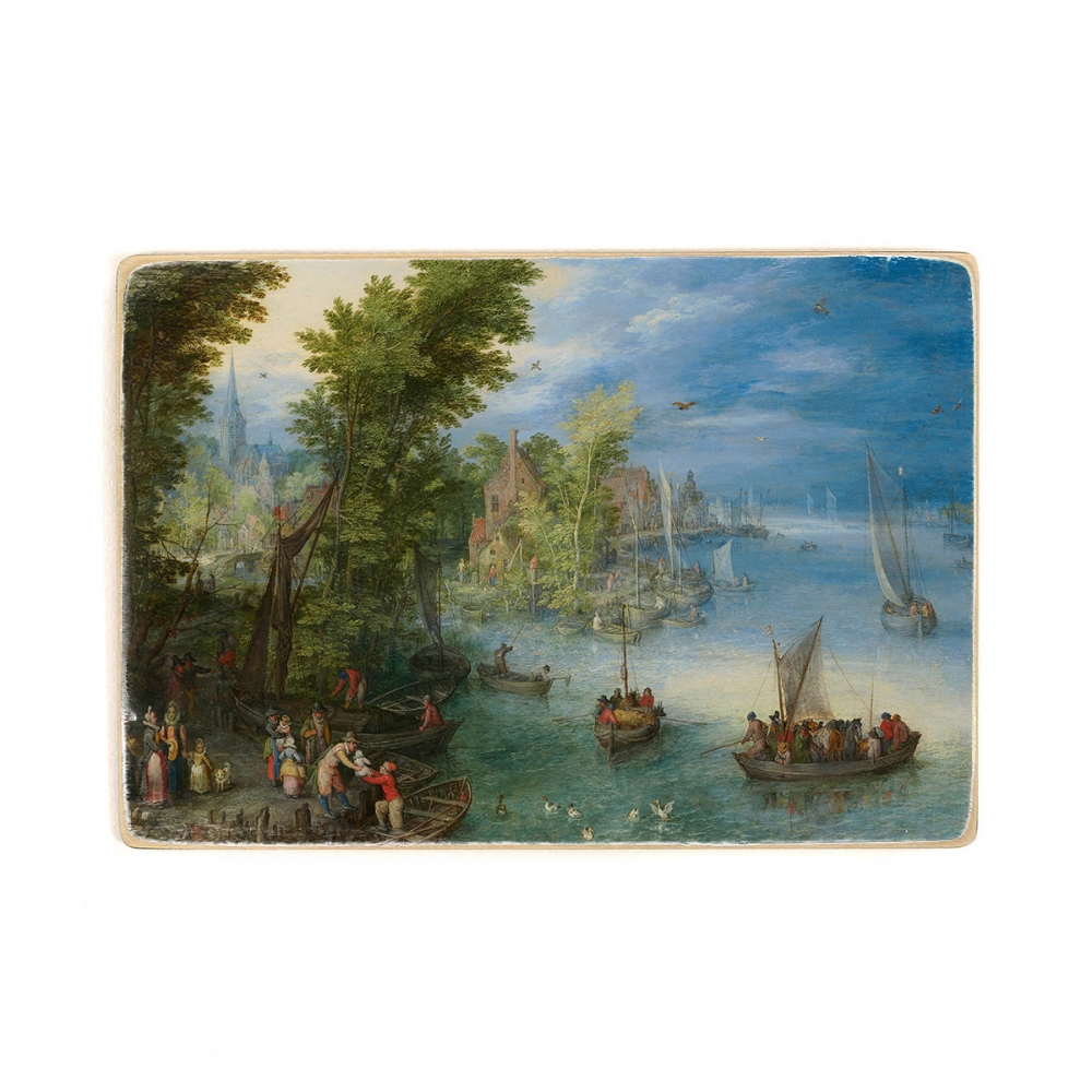 

Деревянный постер Искусство Jan Brueghel the Elder - River Landscape А2