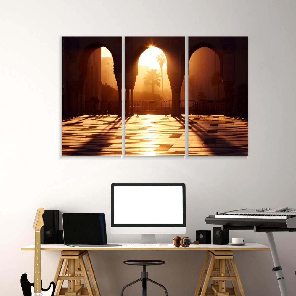 

Картина на холсте Модульные Модульная картина Sunset Casablanca 3 картины 30х60 см.
