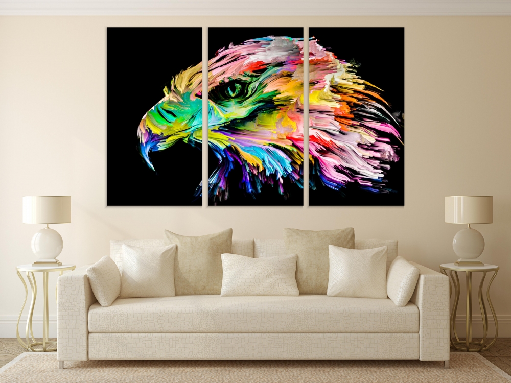 

Картина на холсте Модульные Модульная картина Eagle Portrait 3 картины 40х80 см.