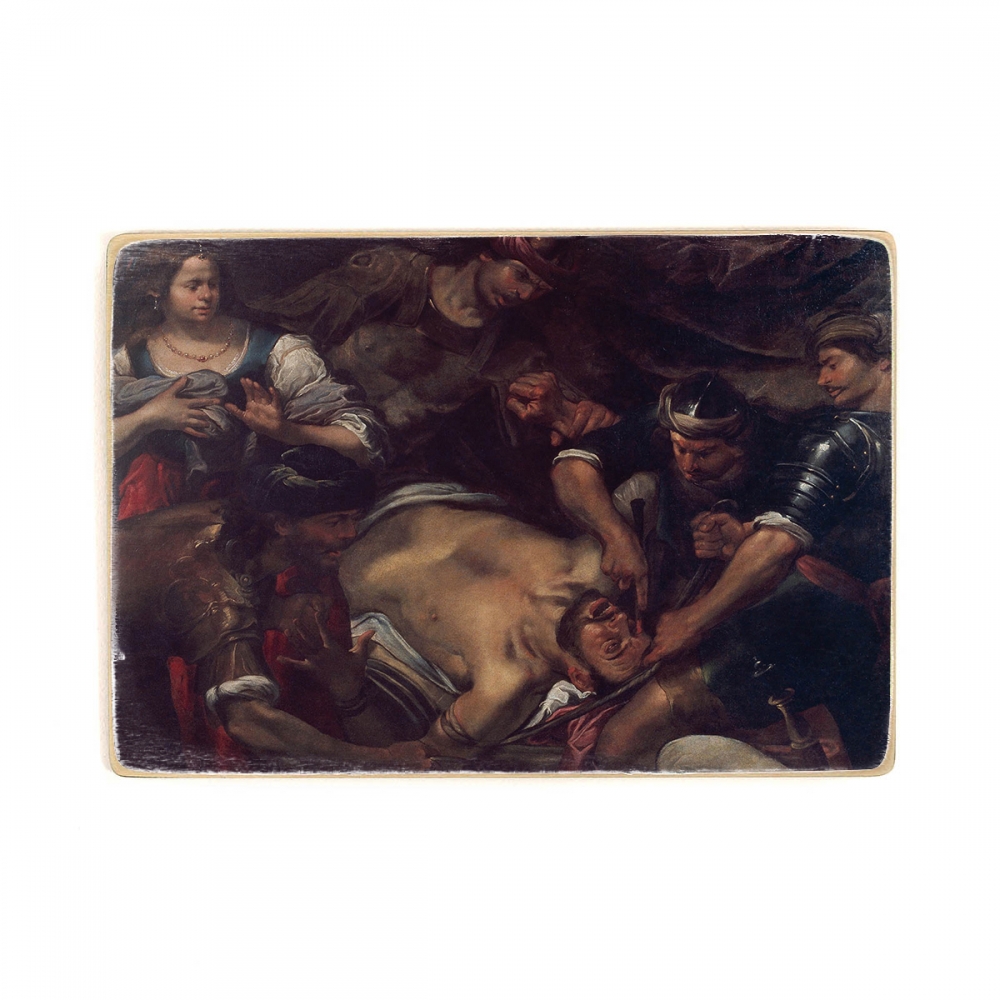 

Деревянный постер Искусство Gioacchino Assereto - The Philistines Gouging out Samson's Eyes А2