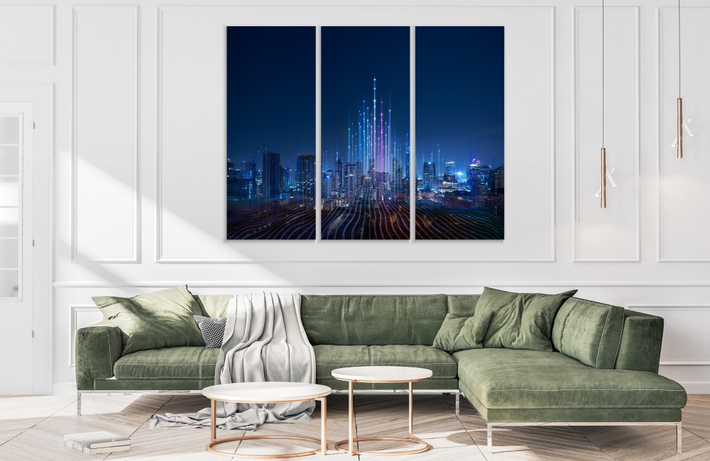 

Картина на холсте Модульные Модульная картина Smart City 3 картины 25х50 см.
