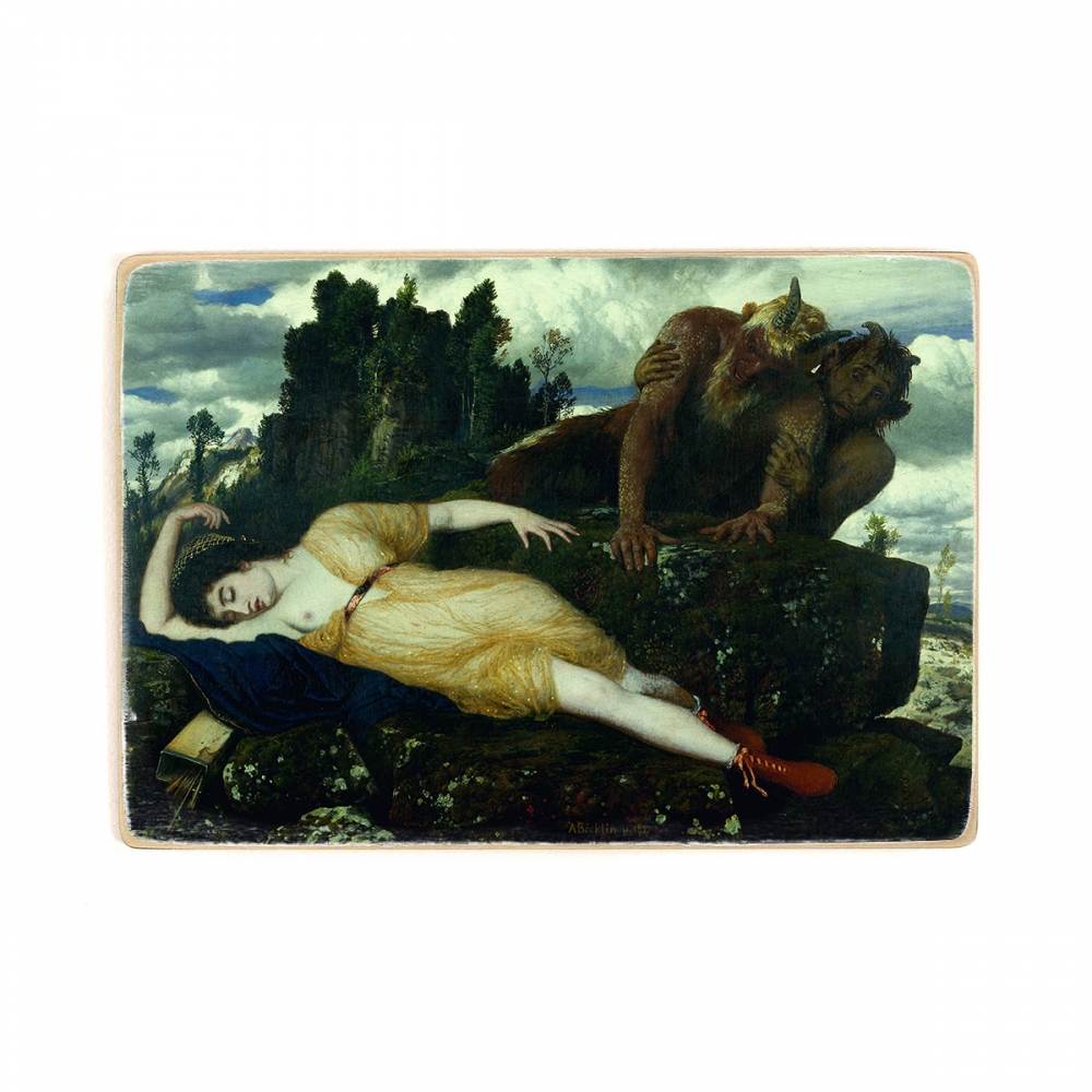 

Деревянный постер Искусство Arnold Böcklin - Sleeping Diana Watched by Two Fauns А2