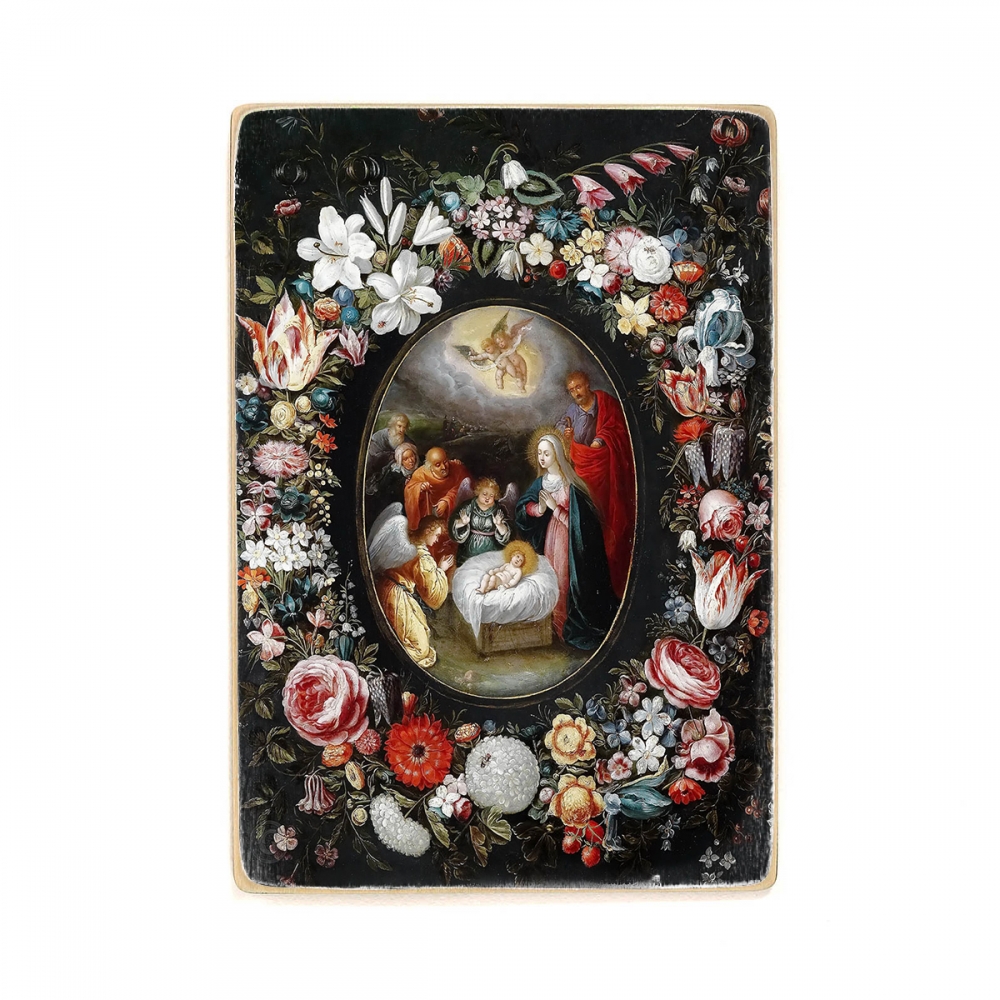 

Деревянный постер Искусство Nativity in a flower garland — Jan Brueghel the Younger А2