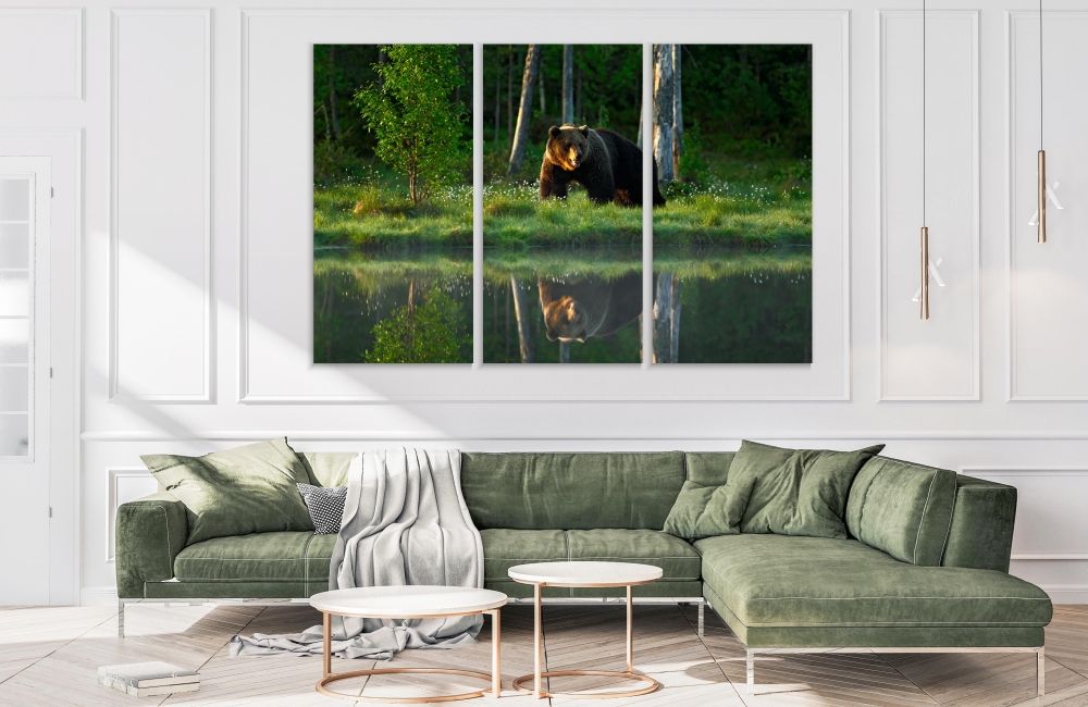 

Картина на холсте Модульные Модульная картина Big Brown Bear 3 картины 25х50 см.
