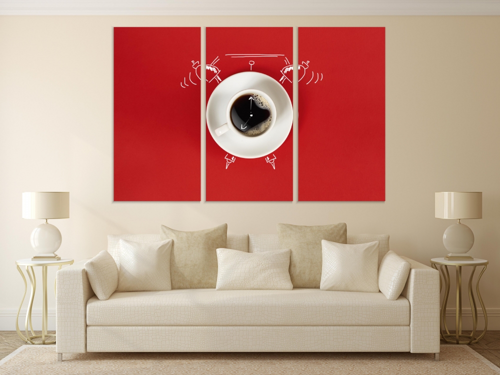 

Картина на холсте Модульные Модульная картина Milk Clock 3 картины 70х140 см.