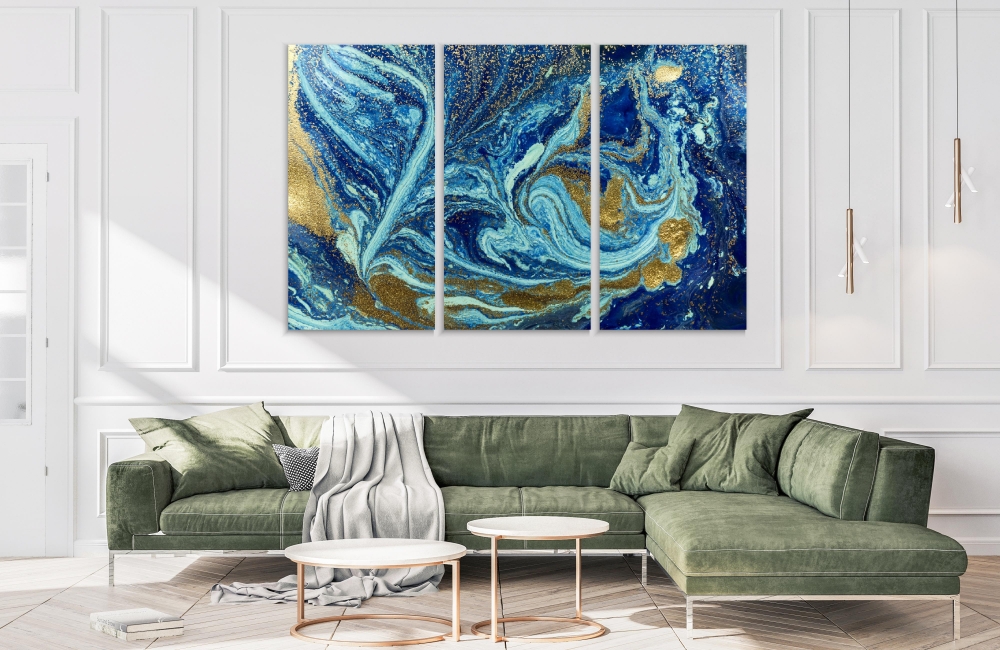 

Картина на холсте Модульные Модульная картина Blue And Golden Background 3 картины 30х60 см.