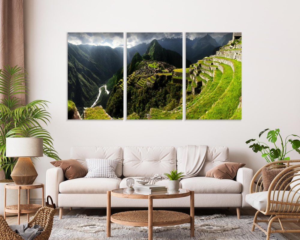 

Картина на холсте Модульные Модульная картина Machu Picchu 3 картины 70х140 см.