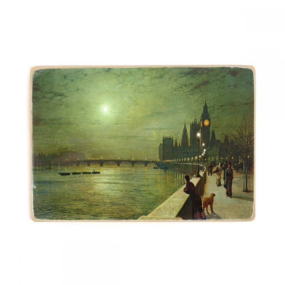 

Деревянный постер Искусство John Atkinson Grimshaw - Reflections on the Thames А1