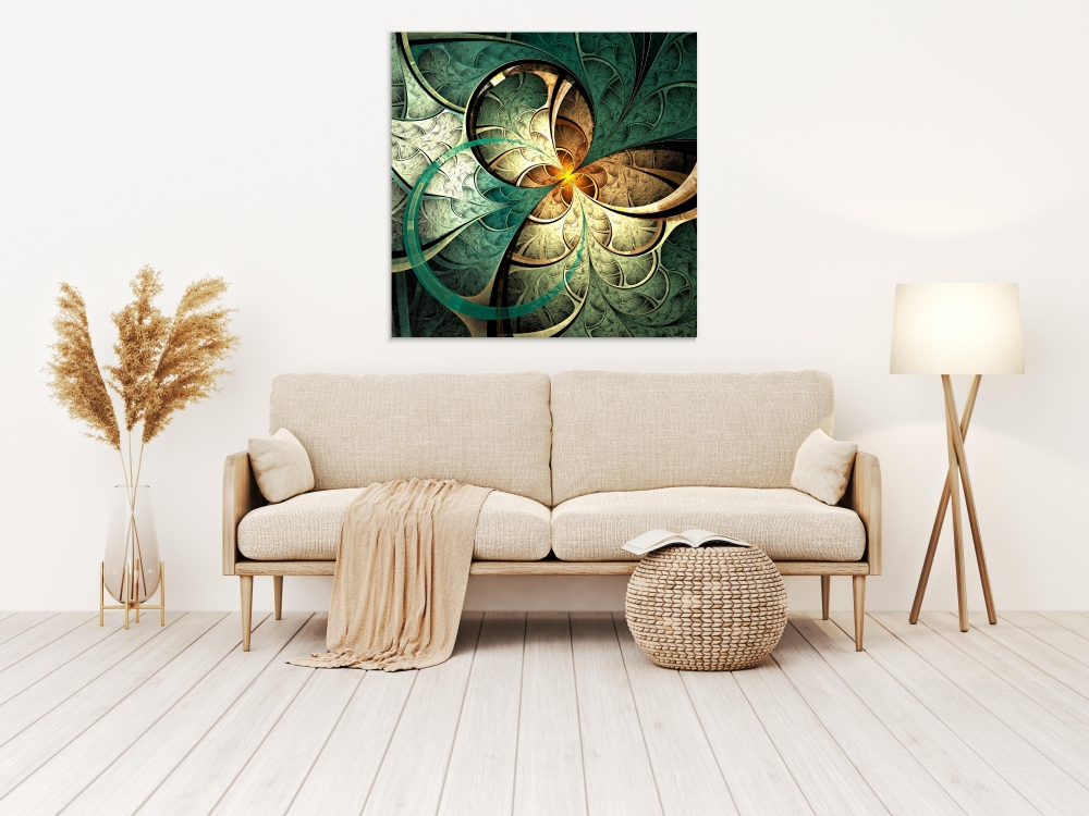 

Картина на холсте Абстракция Dark Yellow Fractal Flower 60х60 см.