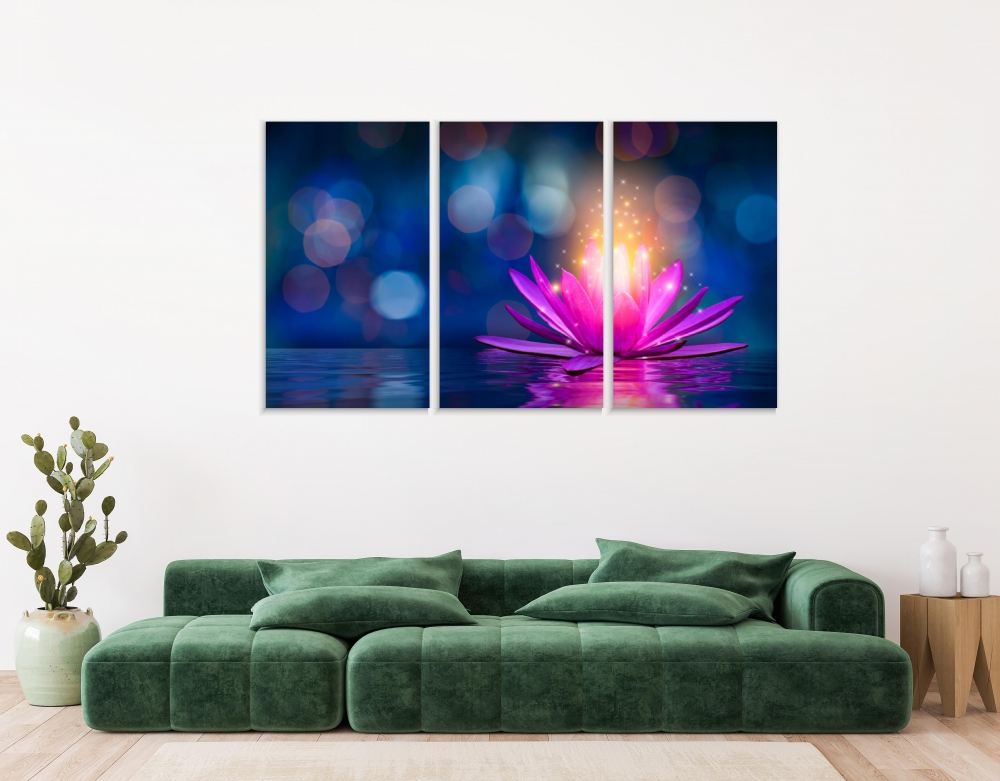 

Картина на холсте Модульные Модульная картина Pink Lotus 3 картины 60х120 см.