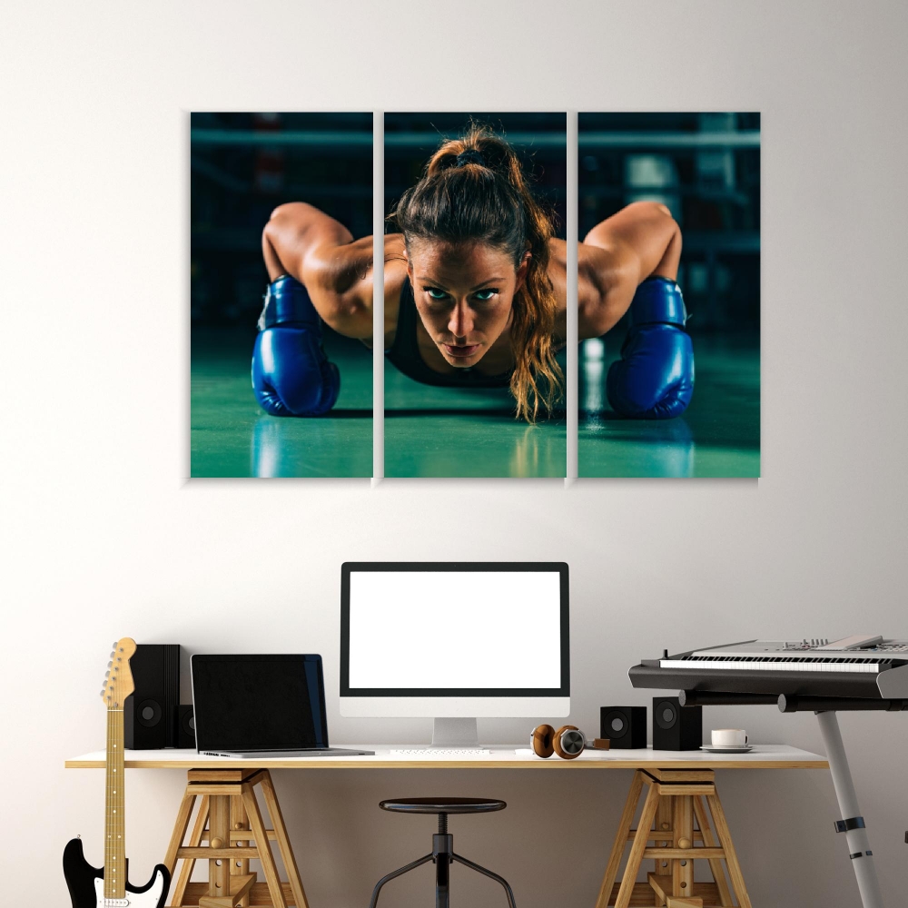

Картина на холсте Модульные Модульная картина Woman On Boxing Training 3 картины 30х60 см.