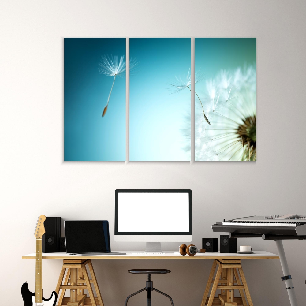 

Картина на холсте Модульные Модульная картина Flying Dandelion 3 картины 30х60 см.