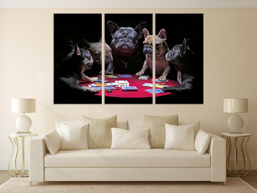 

Картина на холсте Модульные Модульная картина Dog Poker 3 картины 70х140 см.