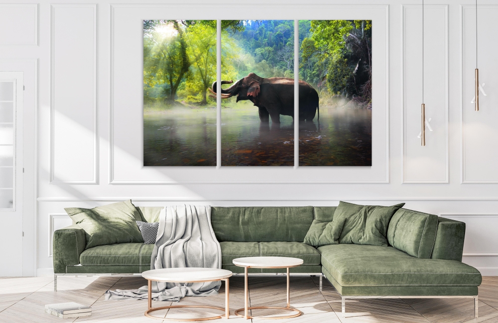 

Картина на холсте Модульные Модульная картина Wild Elephant 3 картины 25х50 см.