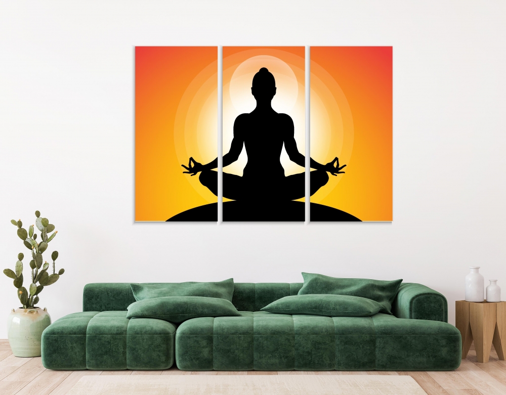 

Картина на холсте Модульные Модульная картина Zen Meditation Peace 3 картины 60х120 см.