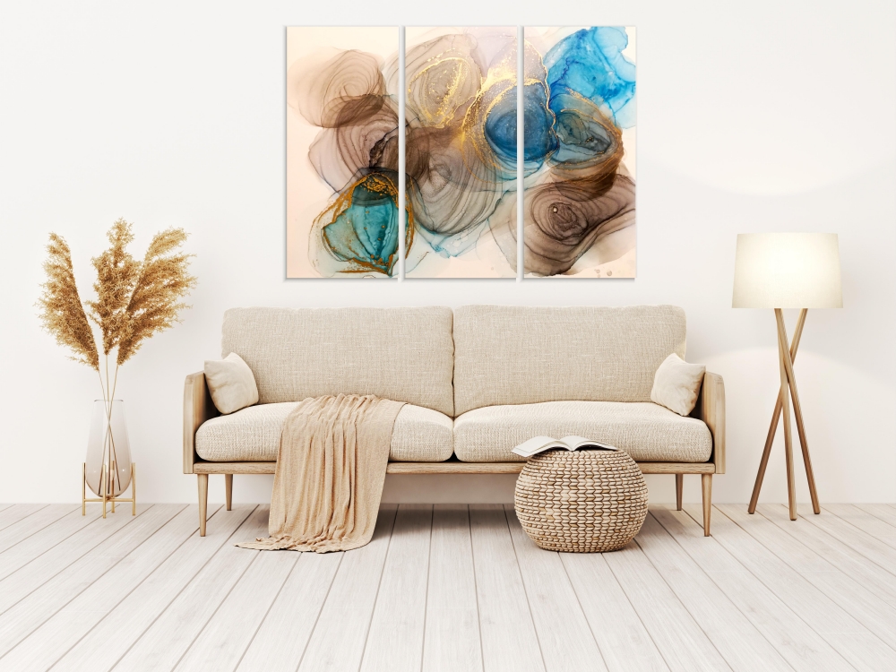 

Картина на холсте Модульные Модульная картина Texture Of Bright Ink 3 картины 70х140 см.