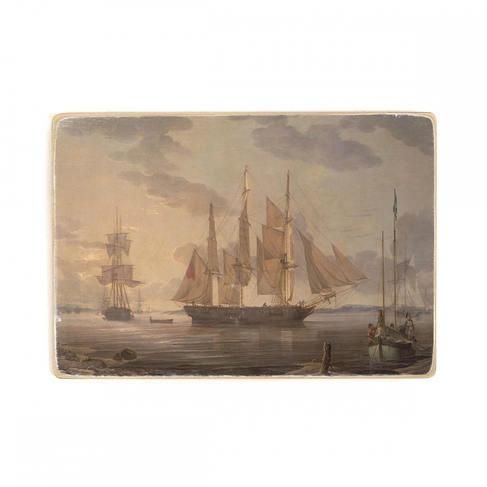 

Деревянный постер Искусство Robert Salmon - Ships in harbor А2