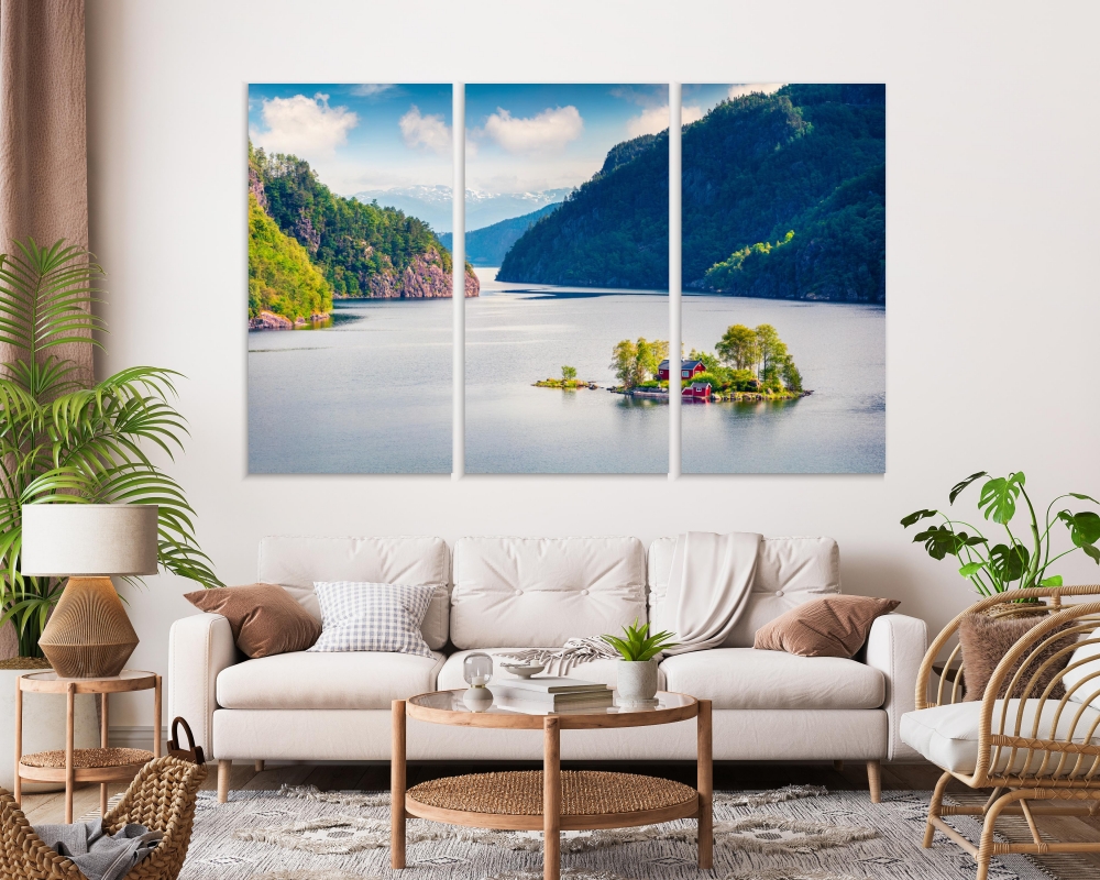 

Картина на холсте Модульные Модульная картина Magnificent View With Small Island 3 картины 70х140 см.