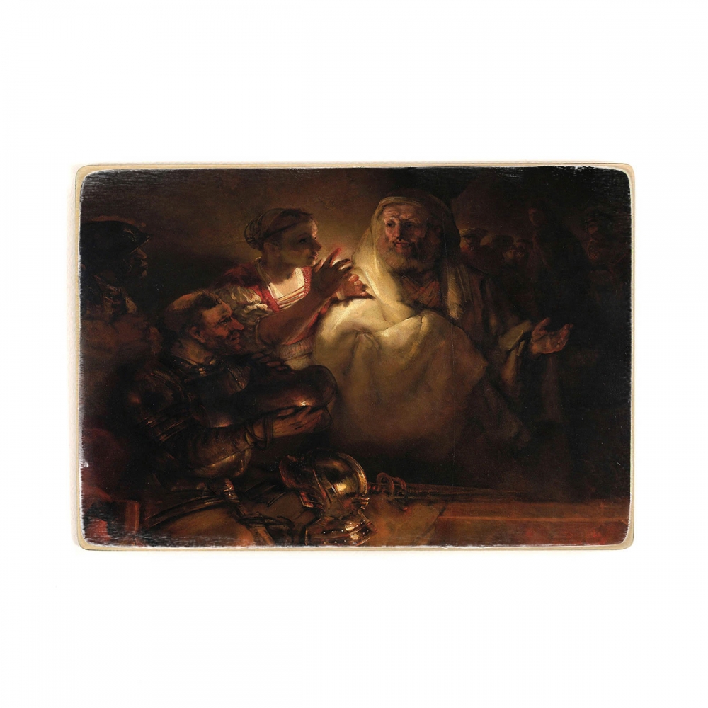 

Деревянный постер Искусство The Denial of St Peter - Rembrandt van Rijn (1660) А1