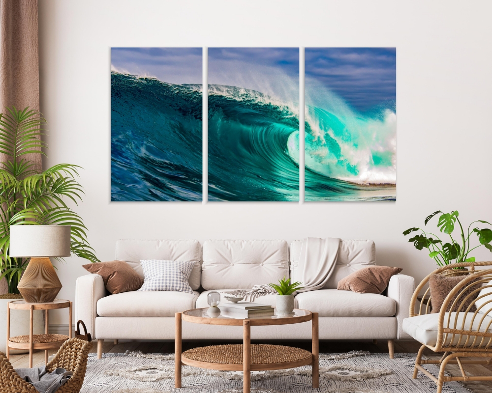 

Картина на холсте Модульные Модульная картина Amazing Ocean Wave 3 картины 45х90 см.