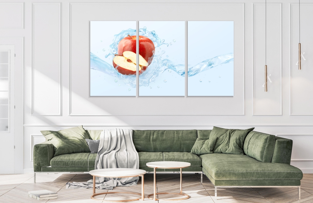 

Картина на холсте Модульные Модульная картина Fresh cold pure apple 3 картины 70х140 см.