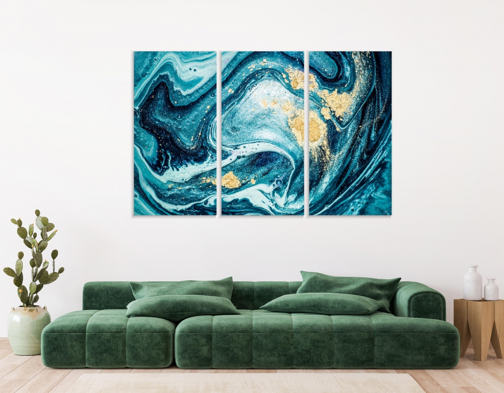 

Картина на холсте Модульные Модульная картина Abstract Ocean 3 картины 70х140 см.