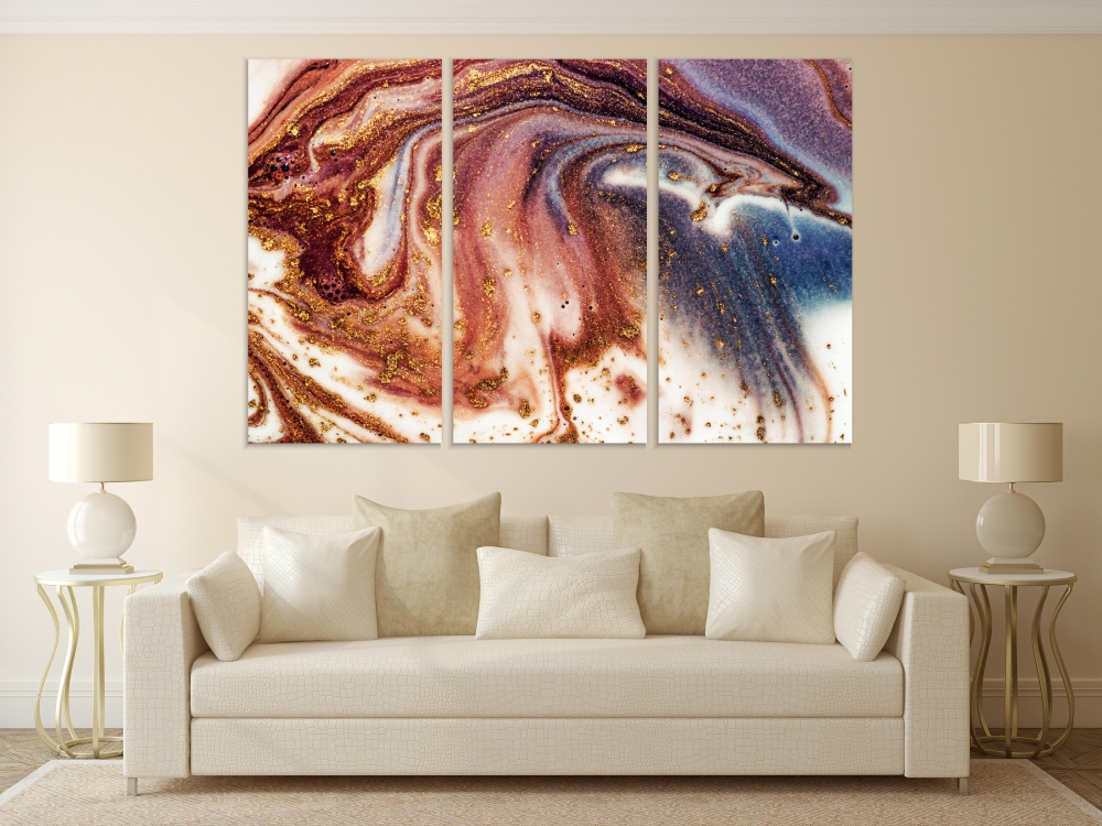 

Картина на холсте Модульные Модульная картина Golden Swirl 3 картины 40х80 см.