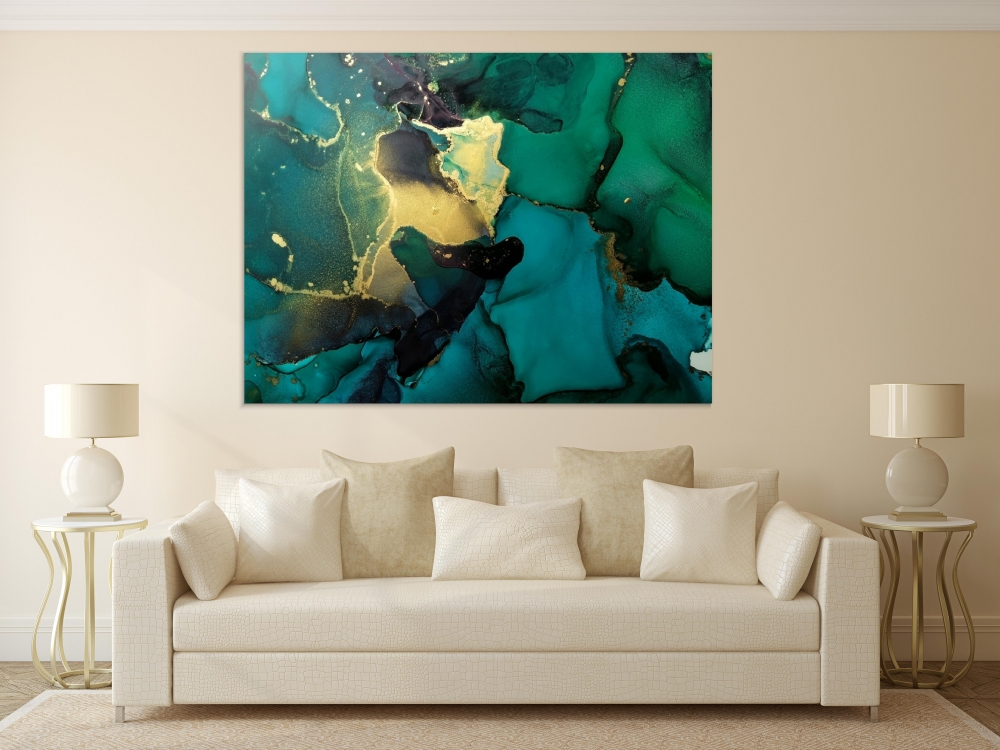 

Картина на холсте Абстракция Green And Gold 45х60 см.