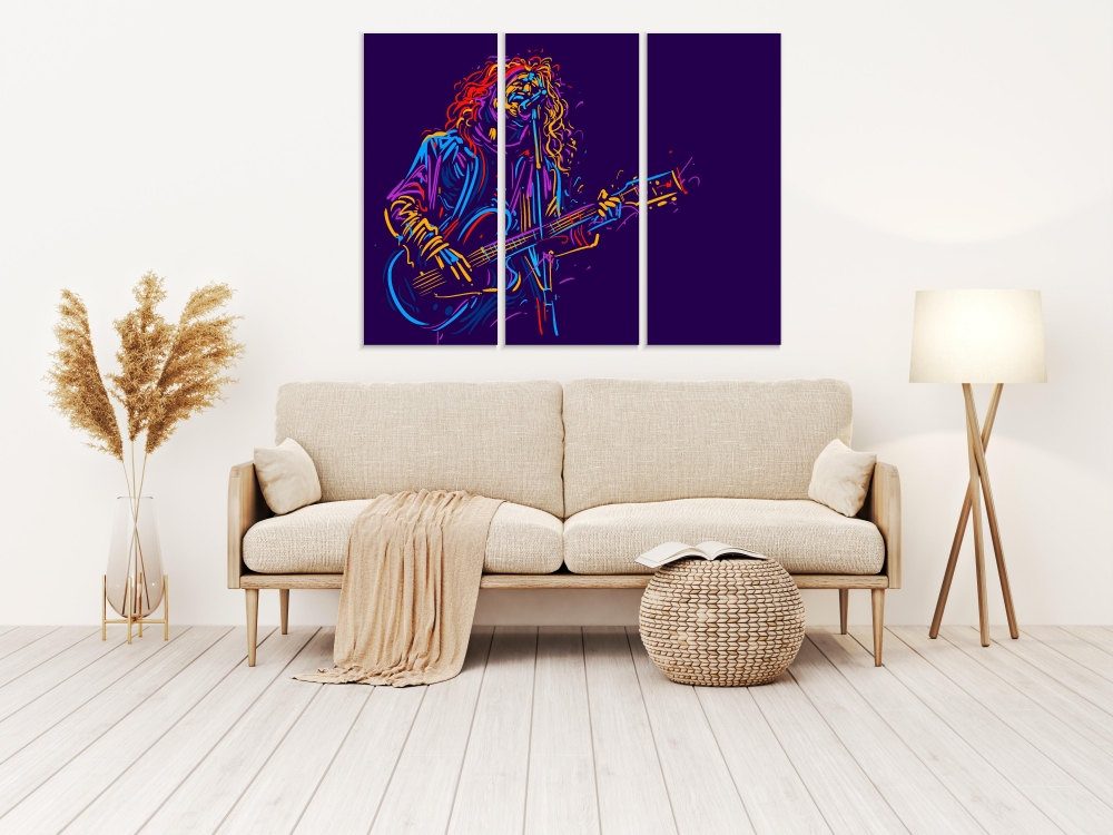 

Картина на холсте Модульные Модульная картина Musician With Guitar 3 картины 30х60 см.