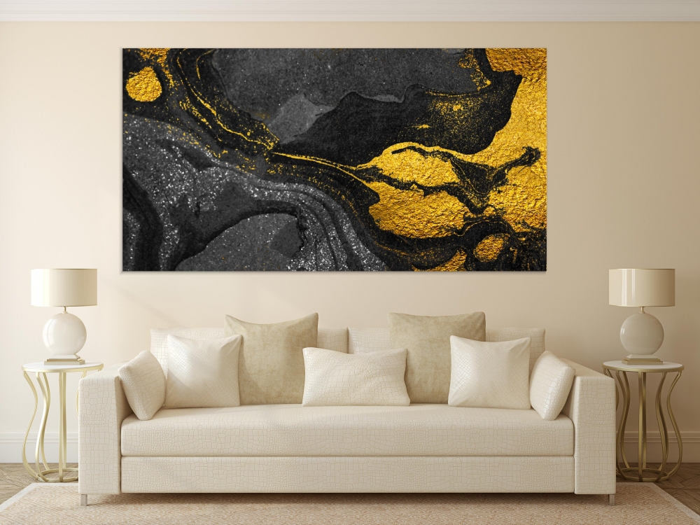 

Картина на холсте Абстракция Yellow Swirl 60х120 см.