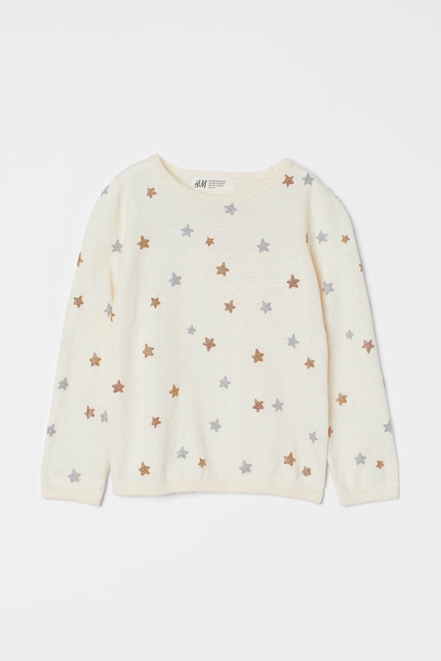 

Кофта біла із зірками H&M 98/104 Білий