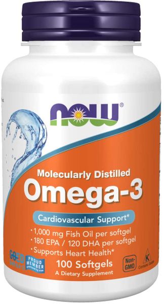 

Рыбий жир Omega 3 180 EPA/120 DHA Now Foods 100 капсул (NF523)