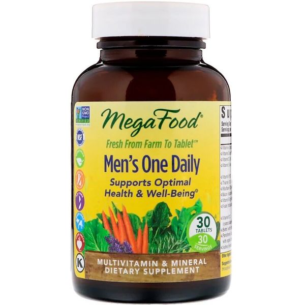 

Витамины для мужчин Men's One Daily Iron Free MegaFood 30 таблеток (MF020)