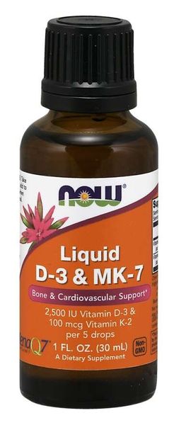 

Витамин D3 и МК-7 Liquid D-3 & MK-7 Now Foods 30 мл (NF810)