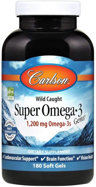 

Рыбий жир Norwegian Super Omega·3 Gems Fish Oil Carlson Labs 1200 мг 180 капсул (CAR137)