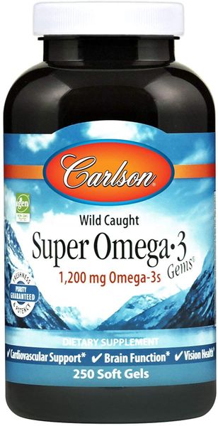 

Рыбий жир Wild Caught Super Omega·3 Gems Fish Oil Carlson Labs 1200 мг 250 капсул (CAR091)