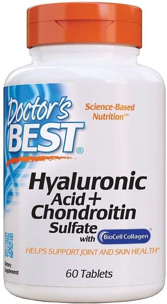 

Гиалуроновая кислота с хондроитином Hyaluronic Acid + Chondroitin Sulfate with BioCell Collagen Doctor's Best 60 таблеток (DB065)